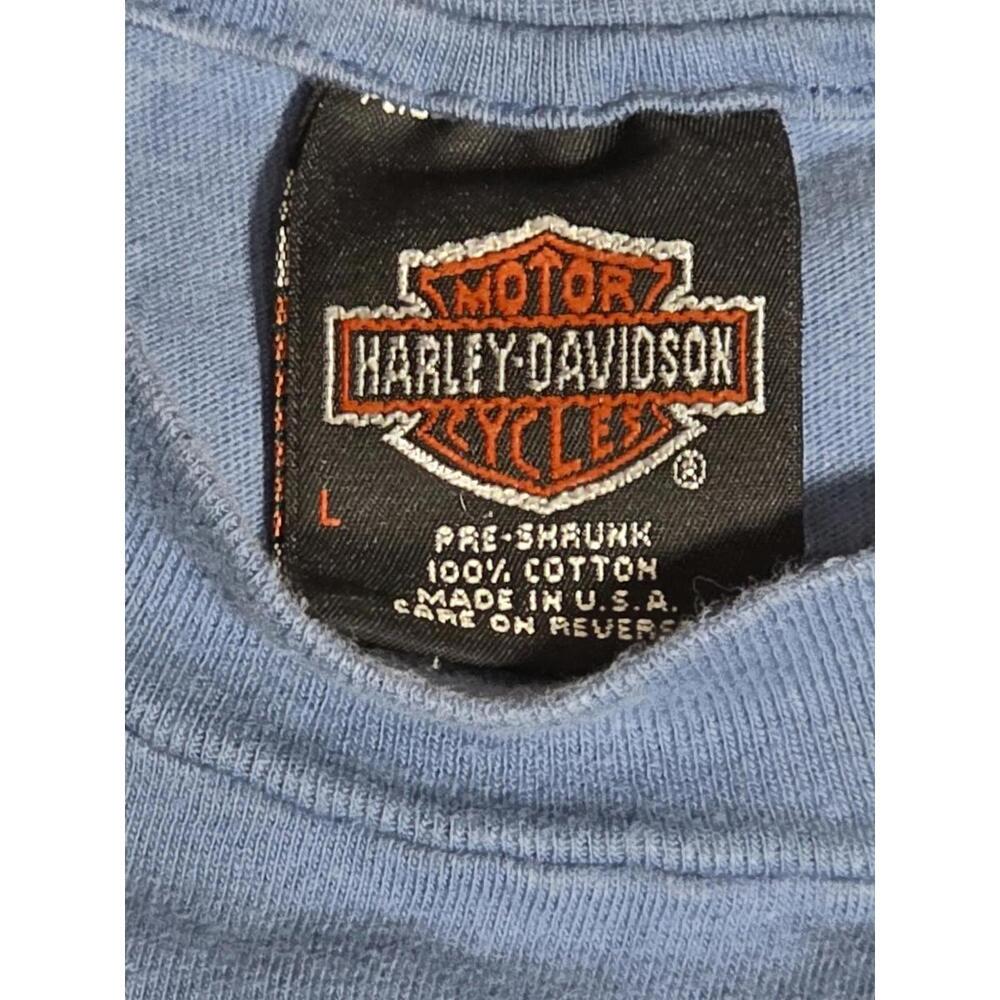 Vintage 1996 Harley-Davidson Back Bay Boston USA T-Shirt Blue Size L Made in USA - Picture 5 of 7